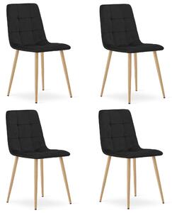 Set 4 Scaune Bucatarie/Dining Jacob Negru Catifea Picioare Metalice Finisaj Lemn