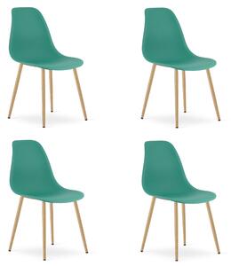 Set 4 Scaune Bucatarie/Dining Velo Plus Verzi Picioare Metalice Finisaj Lemn