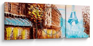 Tablou - Vremea ploioasă și Turnul Eiffel (cu ceas) (90x30 cm)