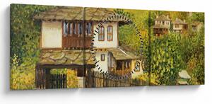 Tablou - Cabane în timpul verii (cu ceas) (90x30 cm)