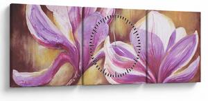 Tablou - Flori de magnolie (cu ceas) (90x30 cm)