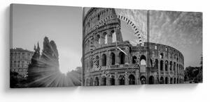 Tablou - Colosseum din Roma, alb-negru (cu ceas) (90x30 cm)