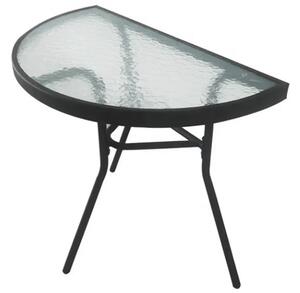 Masa de gradina semirotunda cu blat de sticla ISLAND 70x40 cm, negru