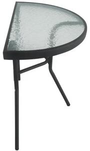 Masa semicirculara de gradina cu blat de sticla ISLAND 70x40 cm, negru