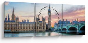 Tablou - Londra în culori pastelate (cu ceas) (90x30 cm)
