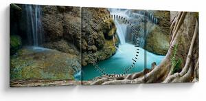 Tablou - Râu cu cascade (cu ceas) (90x30 cm)