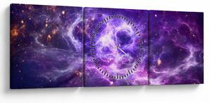 Tablou - Universul violet (cu ceas) (90x30 cm)
