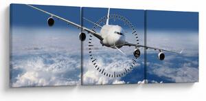 Tablou - Avion în nori (cu ceas) (90x30 cm)