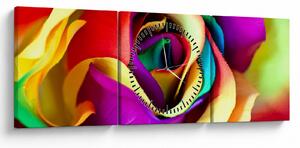 Tablou - Trandafir colorat (cu ceas) (90x30 cm)