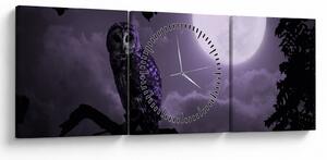 Tablou - Bufniță de noapte, violet (cu ceas) (90x30 cm)