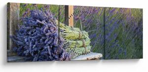 Tablou - Buchețele de lavandă (cu ceas) (90x30 cm)