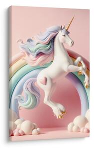 Tablou lume roz cu unicorn și curcubeu