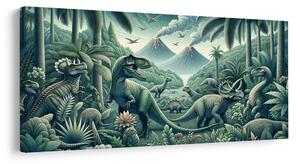 Tablou lumea preistorică a dinozaurilor în junglă