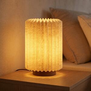 Lindby Lampa de masă Maveo, înălțime 30 cm, nuc/in, E27, Gri, Camera de zi / sufragerie, Țesătură / Textil, Scandinavă