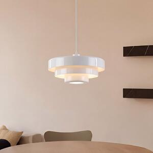 Lindby Lampa suspendată Tivra, albă, Ø 35 cm, metal, E27, reglabil, Alb, Camera de zi / sufragerie, Metal, Design