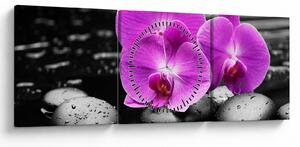Tablou - Orhidee violet (cu ceas) (90x30 cm)