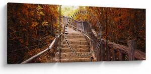 Tablou - Scări în natură în toamnă (cu ceas) (90x30 cm)