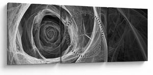 Tablou - Abstract trandafir negru și alb (cu ceas) (90x30 cm)