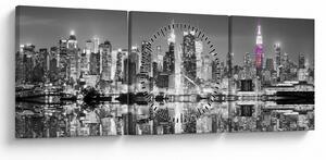 Tablou - New York și zgârie-norii mov (cu ceas) (90x30 cm)