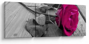 Tablou - Trandafir roz (cu ceas) (90x30 cm)