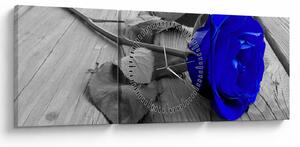 Tablou - Trandafir albastru (cu ceas) (90x30 cm)