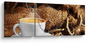 Tablou - O ceașcă de cafea (cu ceas) (90x30 cm)