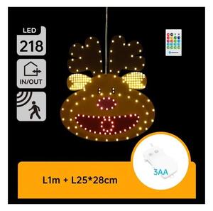 Aigostar - Decorațiune de Crăciun LED, ren 28 cm, 218 LED, alimentare 3xAA, IP44, cu telecomandă