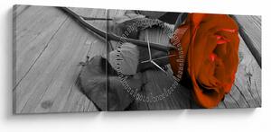 Tablou - Trandafir portocaliu (cu ceas) (90x30 cm)