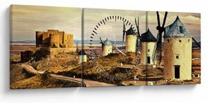 Tablou - Morile de vânt (cu ceas) (90x30 cm)