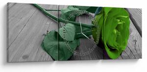 Tablou - Trandafir verde (cu ceas) (90x30 cm)