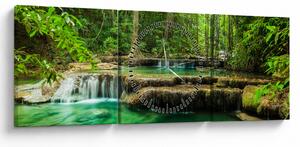 Tablou - Cascada verde (cu ceas) (90x30 cm)