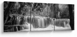 Tablou - Cascada alb-negru și alb (cu ceas) (90x30 cm)