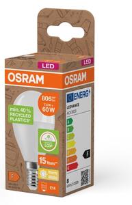 Bec LED P45 din plastic reciclat, soclu E14, 7,5 W, 230 V, 2700 K - Osram