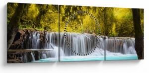 Tablou - Cascadă, cu culori strălucitoare (cu ceas) (90x30 cm)