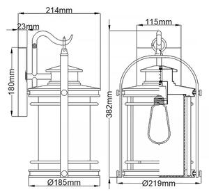 Quintiesse QN-BOOKER-M-IA - Lampă de perete pentru exterior BOOKER M 1xE27/60W/230V IP44 crom mat