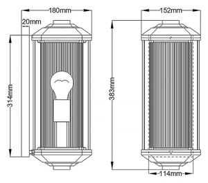 Quintiesse QN-CASTELLE-M-BZ - Aplică de perete pentru exterior CASTELLE M, 1xE27/60W/230V, IP44, neagră