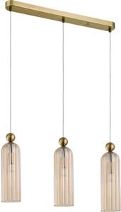 Lustră suspendată PIEGA pe cablu, 3xE14/40W/230V, alamă/bej fumuriu