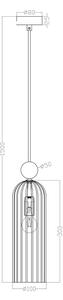 Pendul suspendat pe cablu PIEGA, 1xE14/40W/230V, alamă/negru fumuriu