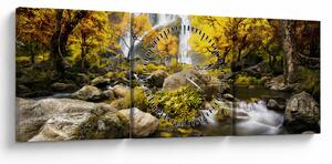 Tablou - Cascade în peisaj de toamnă, galben (cu ceas) (90x30 cm)