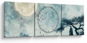 Tablou - Pictură cu lună plină (cu ceas) (90x30 cm)