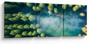 Tablou - O pădure învăluită în ceață (cu ceas) (90x30 cm)