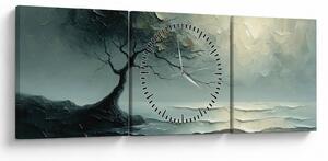 Tablou - pictură în ulei de un copac cu oceanul (cu ceas) (90x30 cm)