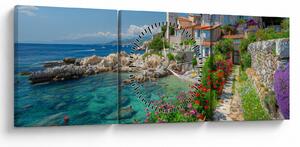 Tablou - Sat pitoresc de coastă (cu ceas) (90x30 cm)