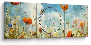 Tablou - Fluturi pe pajiștea de vară (cu ceas) (90x30 cm)