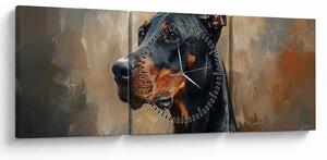 Tablou - Portretul lui Dobrman (cu ceas) (90x30 cm)