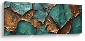 Tablou - Pictură verde-auriu (cu ceas) (90x30 cm)