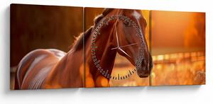 Tablou - Cal în apus de soare (cu ceas) (90x30 cm)