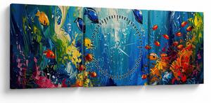 Tablou - Pictura lumii subacvatice (cu ceas) (90x30 cm)
