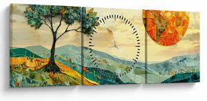 Tablou - Ilustrație peisaj (cu ceas) (90x30 cm)