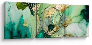 Tablou - Abstractizare verde (cu ceas) (90x30 cm)